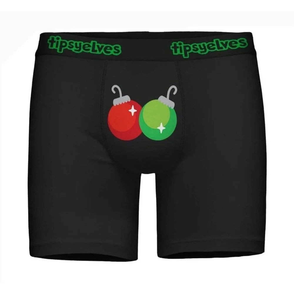 Tipsy Elves Mens Jingle Bells Boxer Briefs Black Christmas Underwear Medium NEW